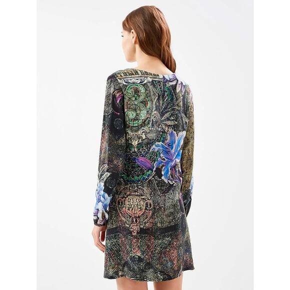 DESIGUAL Raul Gothic Theme Long Sleeve Shift Mini Dress Sz Small Lined - Picture 4 of 11